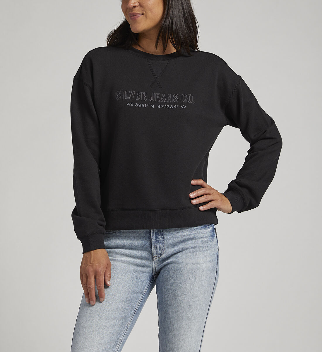 Black sweatshirt with jeans best sale
