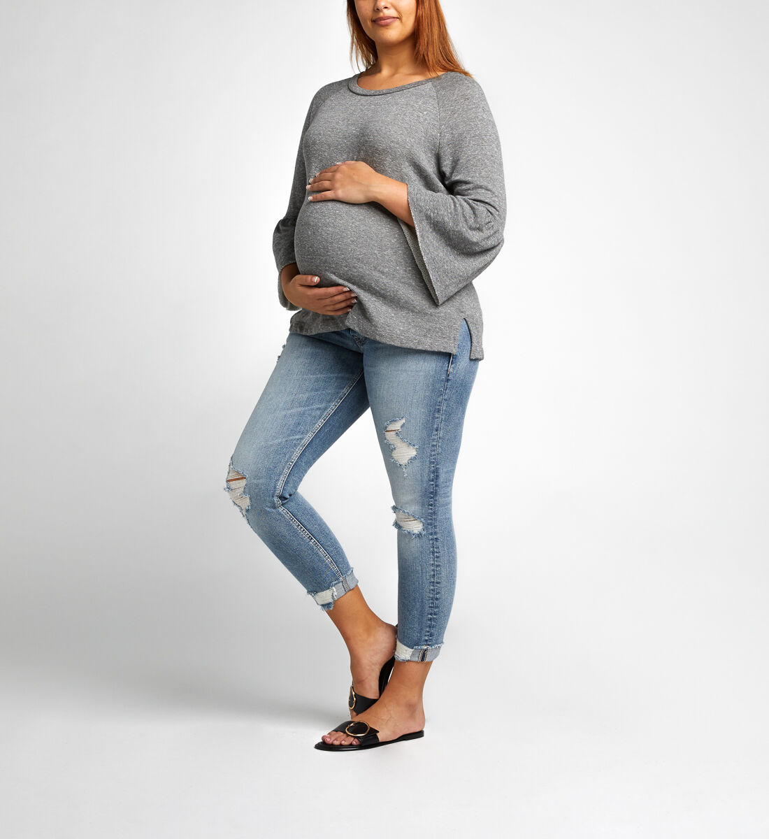 Suki Skinny Crop Medium Wash Maternity Silver Jeans