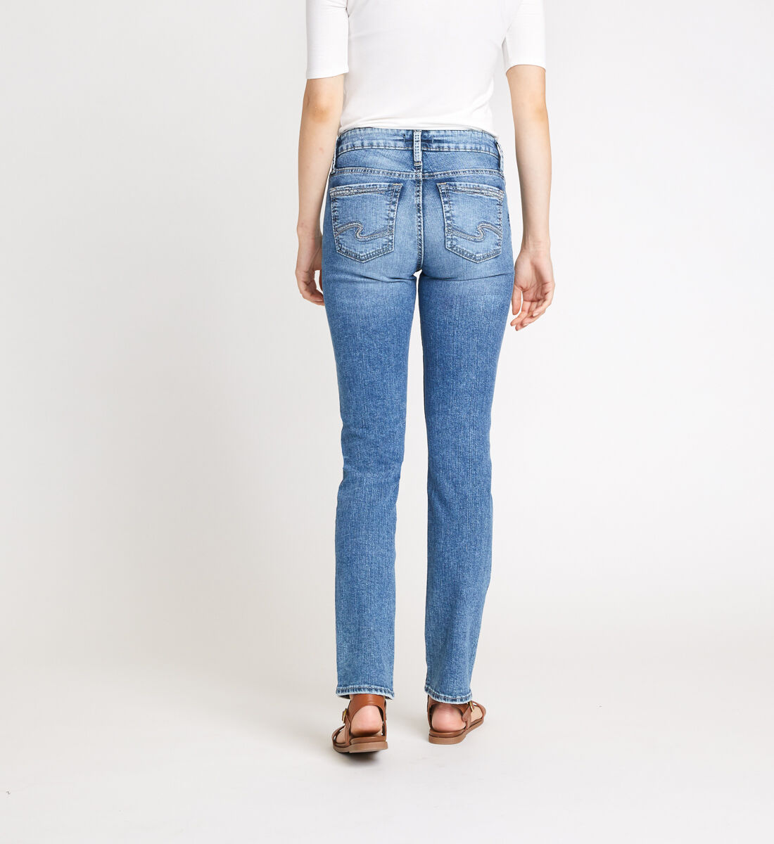 Buy Elyse Mid Rise Straight Leg Jeans for USD 70.00 Silver Jeans