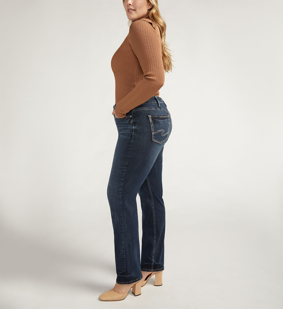 Buy Suki Mid Rise Straight Leg Jeans Plus Size for USD 88.00