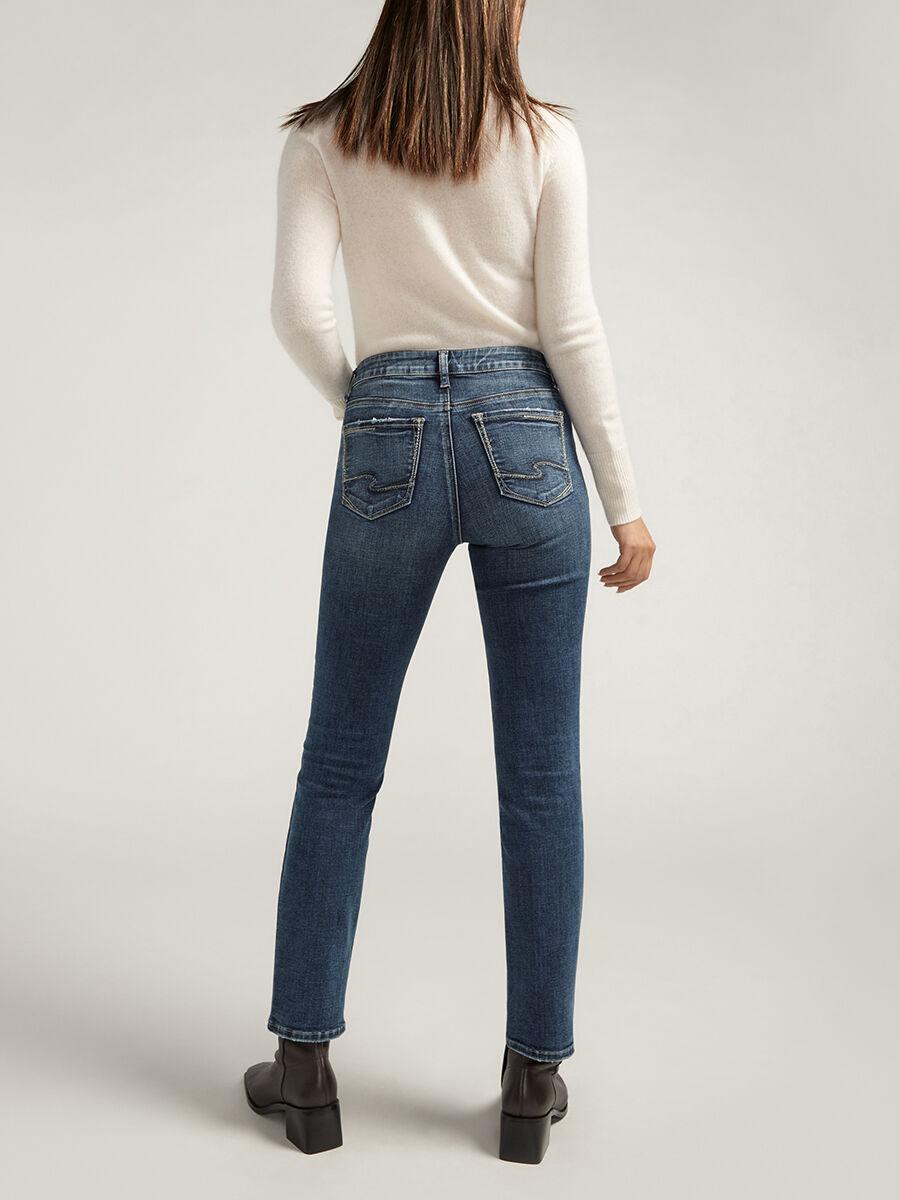 【RE RHEE】24SS WASHED DENIM STRAIGHT LEG JEANS ICE BLUE Buy Elyse Mid Rise Straight Leg Jeans for USD 94.00 | Silver