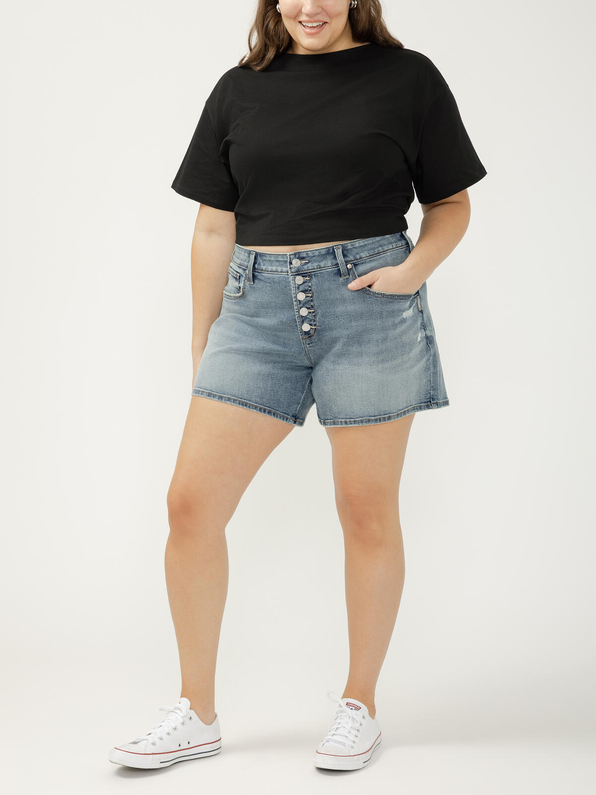 Boyfriend Mid Rise Short Plus Size image number 0