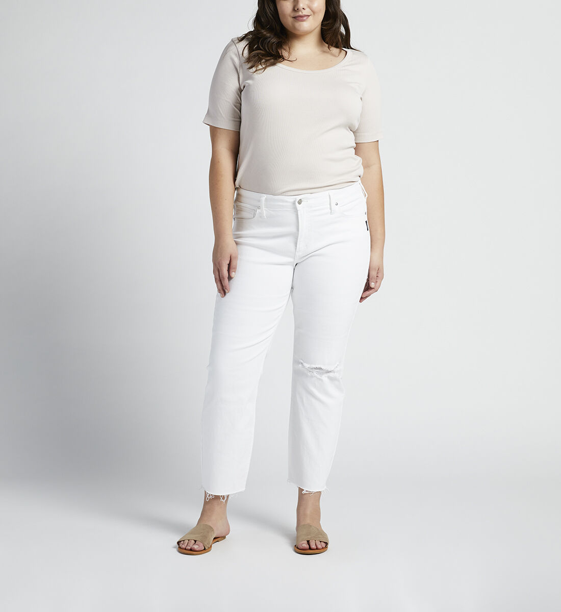 Most Wanted Mid Rise Straight Crop Pants Plus Size Front