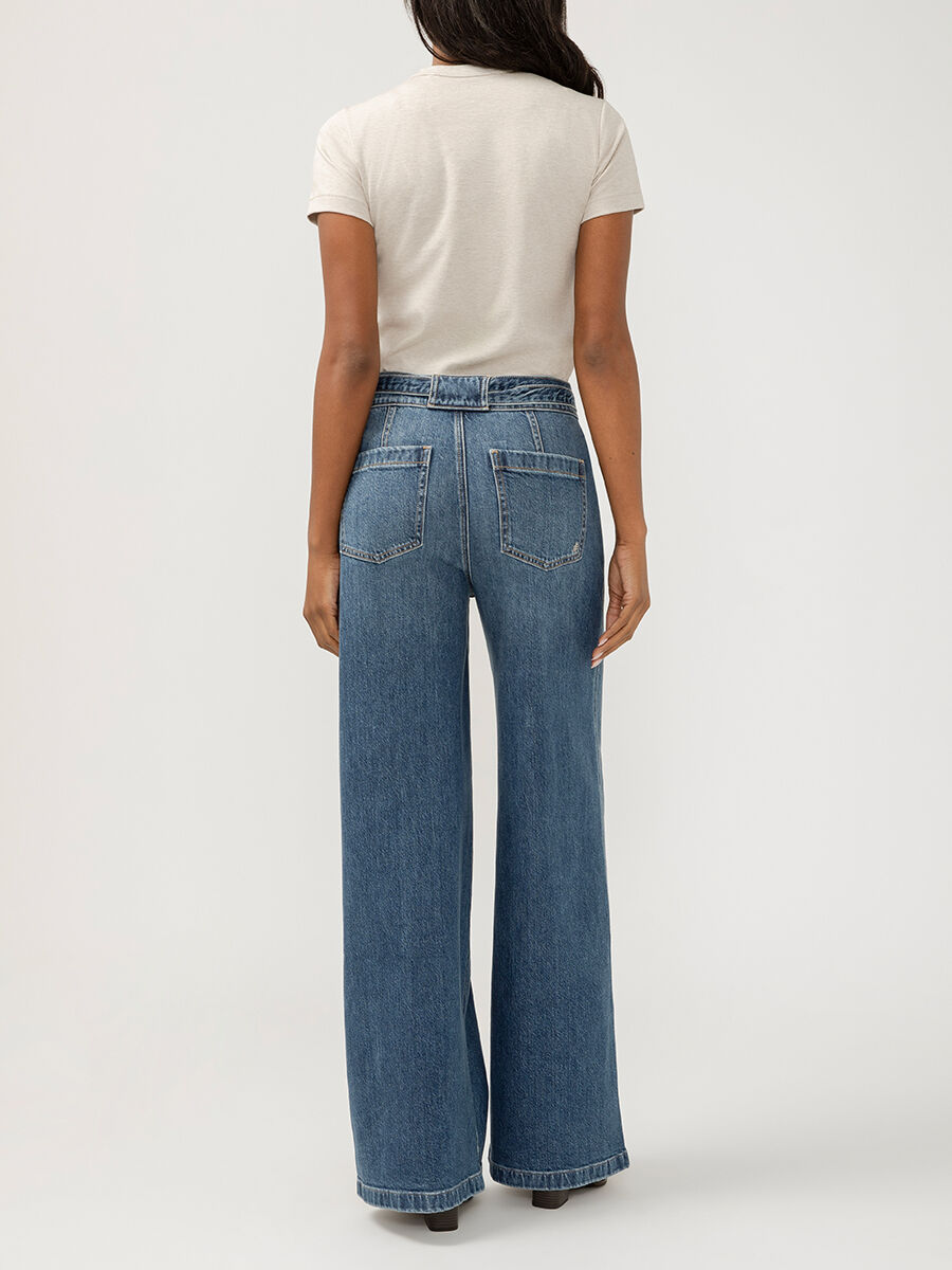 Buy Highly Desirable High Rise Belted Ultra Wide Leg Jeans