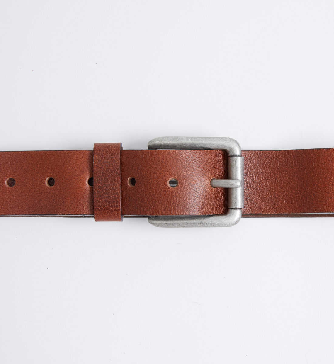 Pebbled Brown Leather Mens Belt Alt Image 1