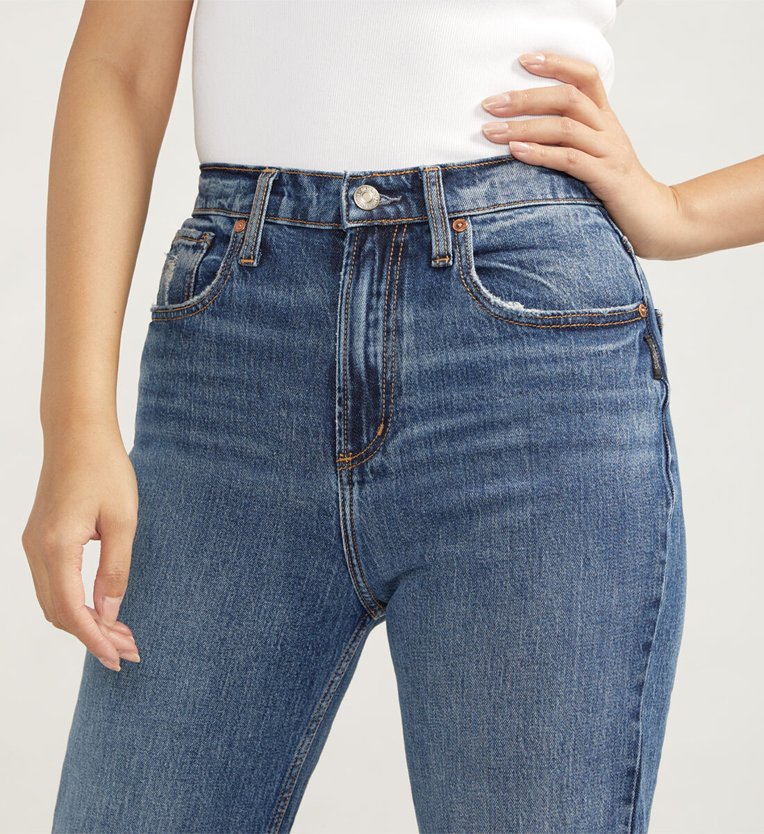 Straight leg jeans high rise on sale