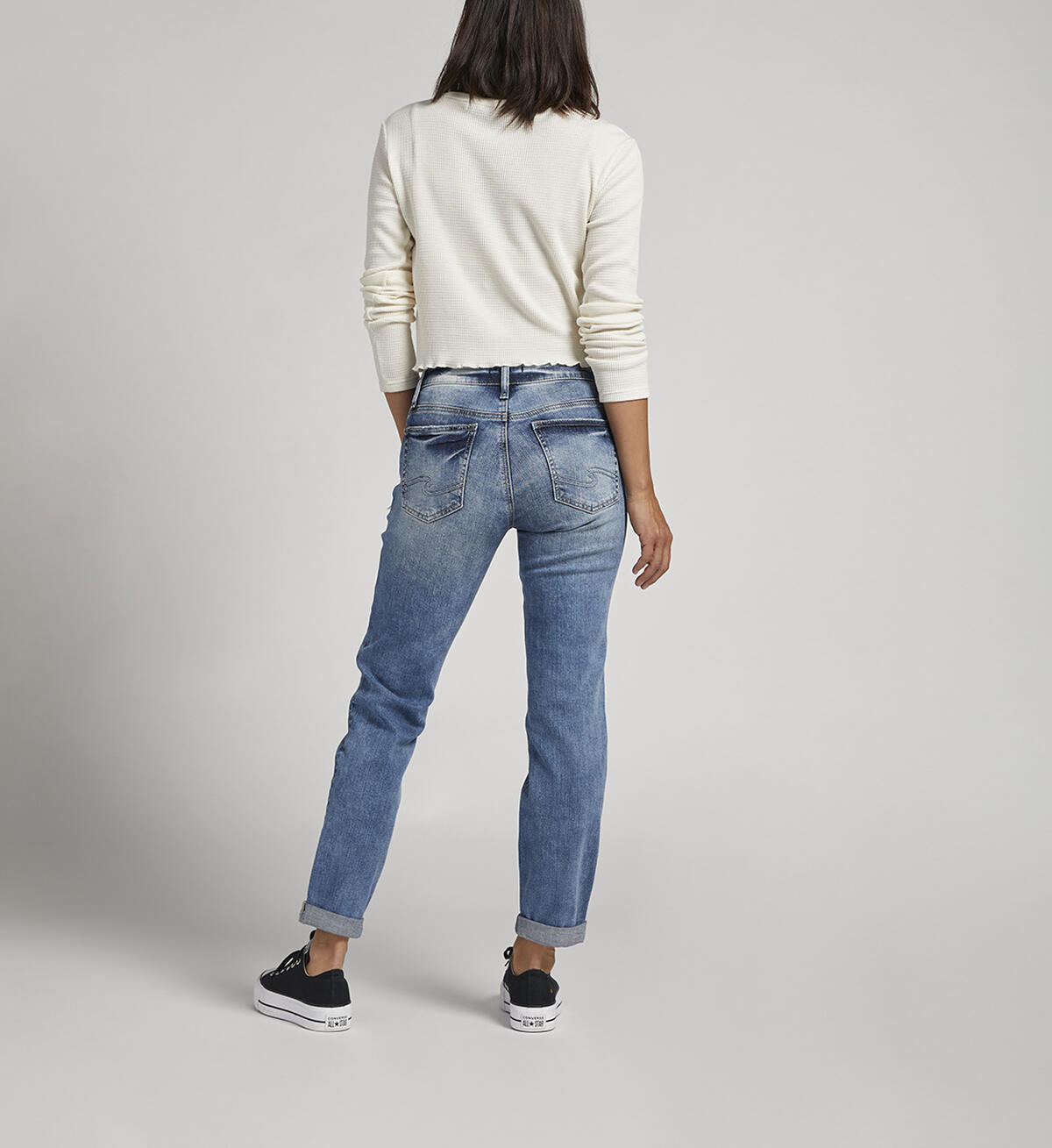 Boyfriend Mid Rise Slim Leg Jeans, Indigo, hi-res image number 1