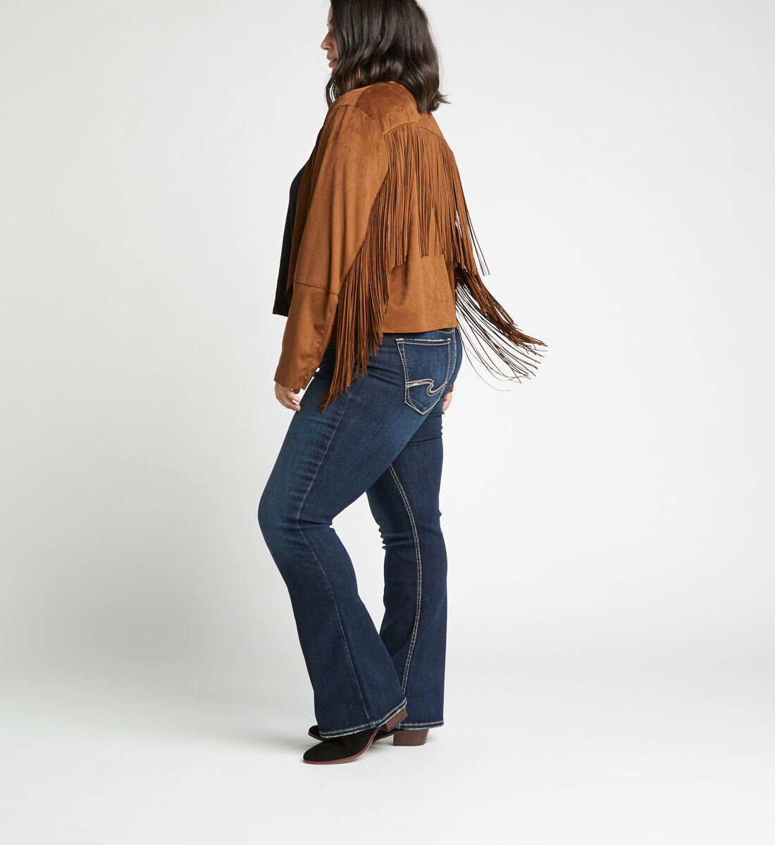 plus size fringe jacket