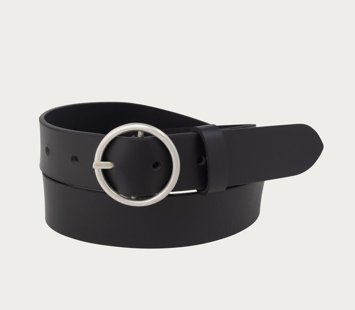 Women's Heavyweight Genuine Leather Belt with Circle Center Bar Buckle, , hi-res image number 0