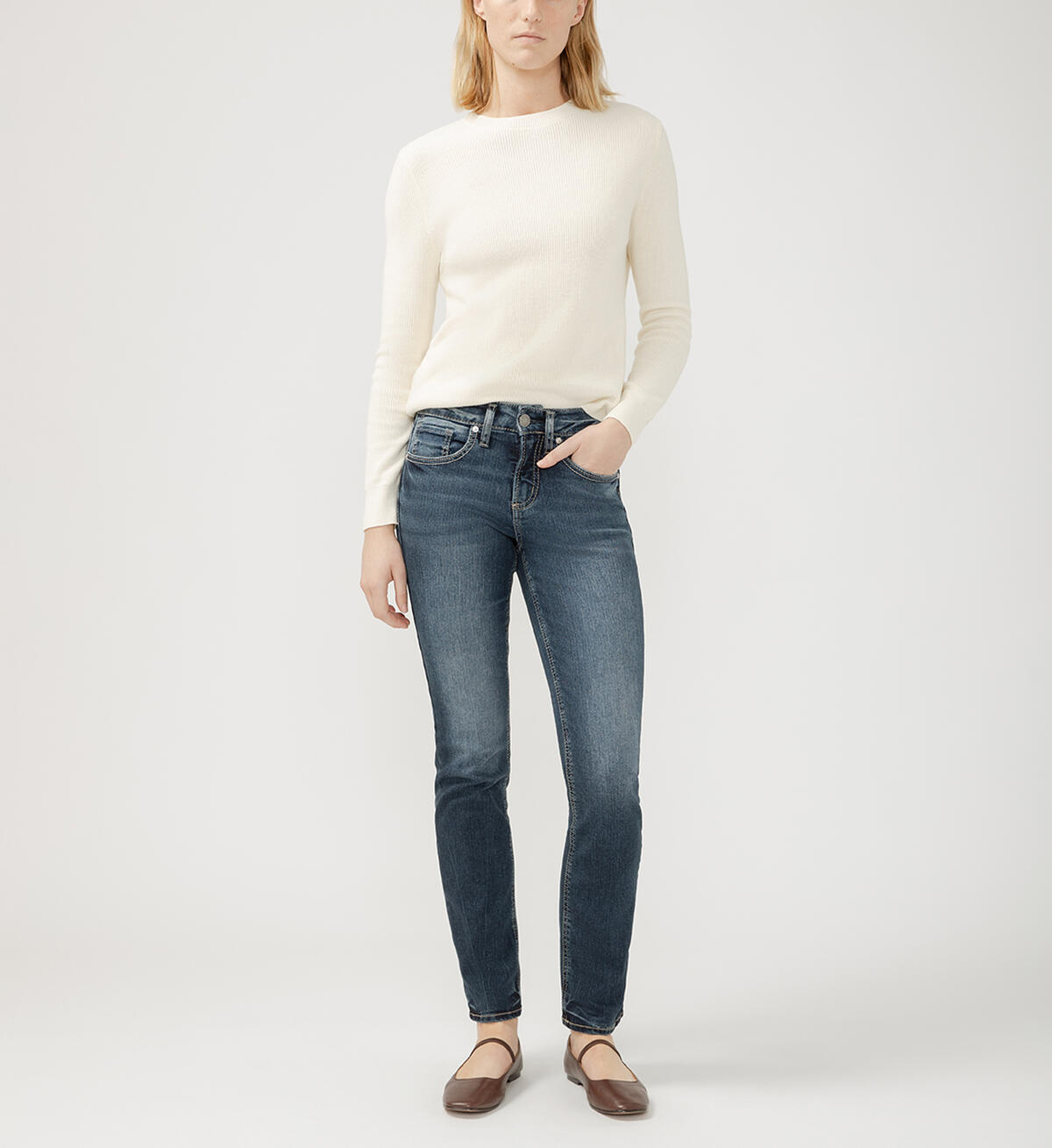Suki Mid Rise Straight Leg Jeans, Indigo, hi-res image number 0