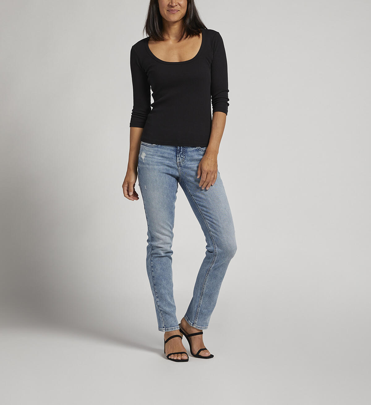 Elyse Mid Rise Straight Leg Jeans, Indigo, hi-res image number 0