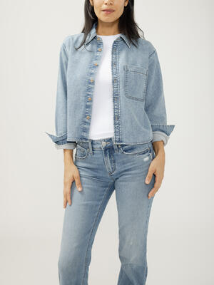 Button Front Knit Flex Shirt