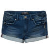 Lacy Knit Denim Shorts in Dark Wash (7-16), , hi-res image number 0
