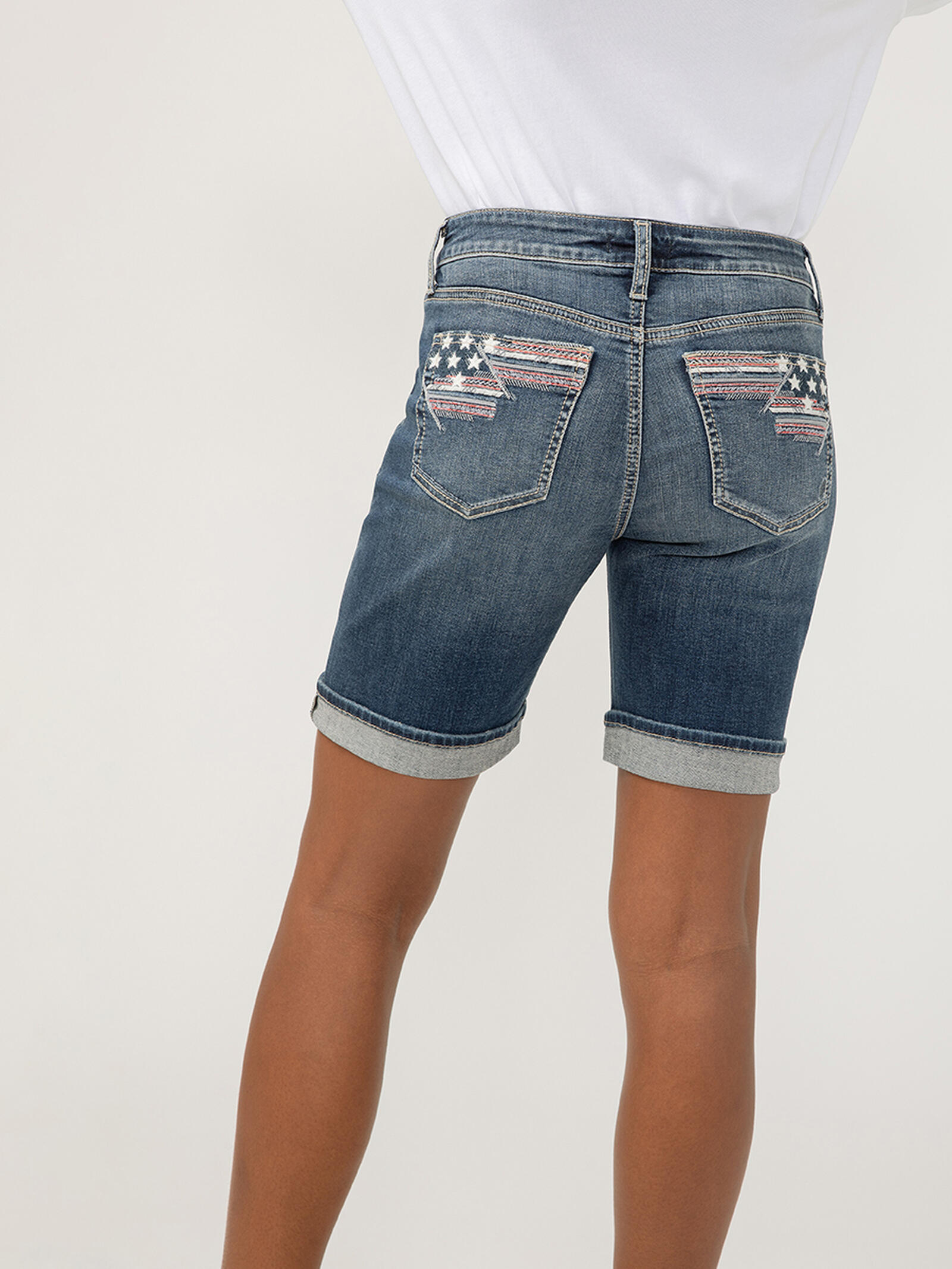 Bermuda Shorts Womens Silver Jean Shorts Silver Jeans Elyse Mid