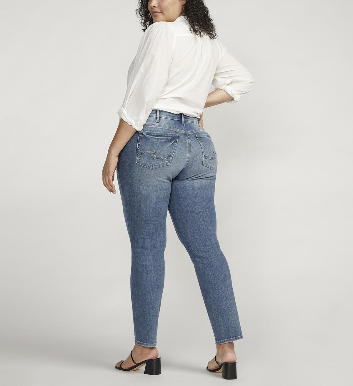 Buy Suki Mid Rise Straight Leg Jeans Plus Size for USD 74.00 | Silver ...