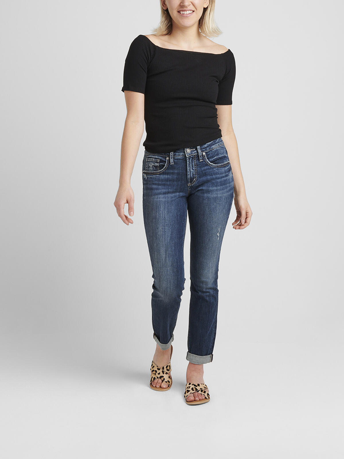 Boyfriend Mid Rise Slim Leg Jeans image number 0