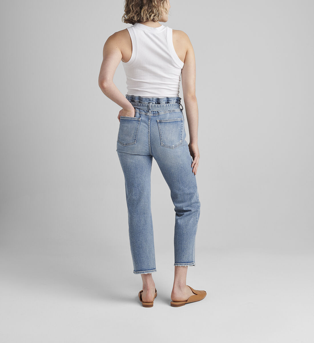 Buy Paper Bag High Rise Straight Crop Jeans for USD 88.00 Silver Jeans US New