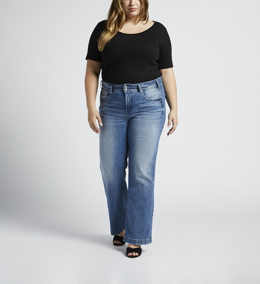 Avery High Rise Trouser Leg Jeans Plus Size Front