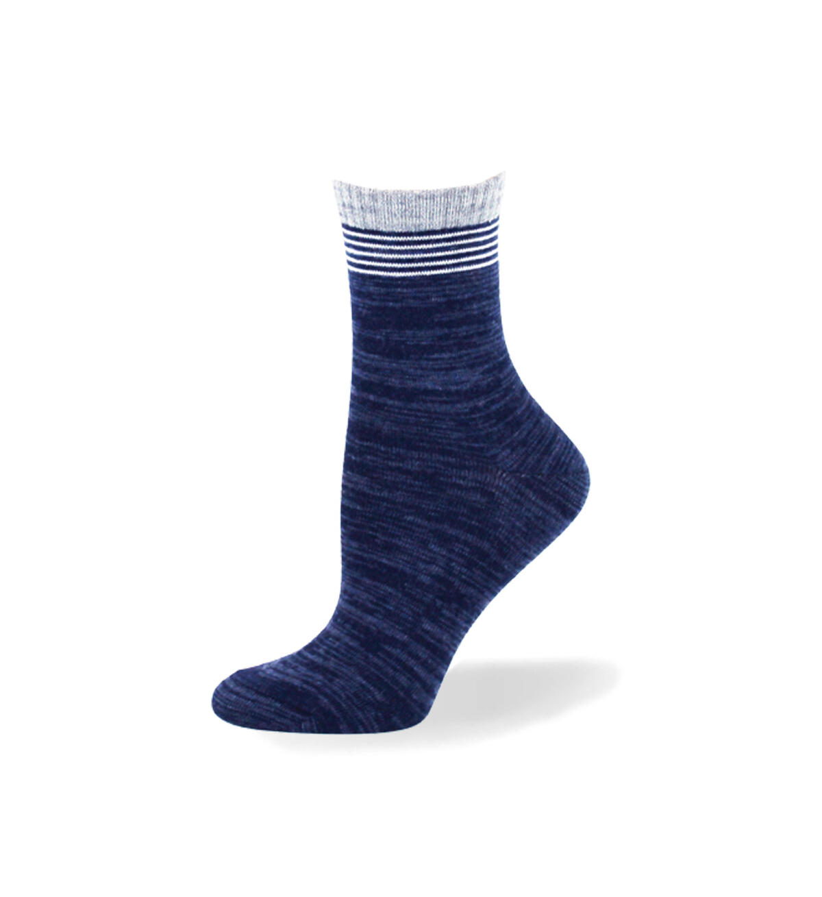 Striped Mid-Calf Women's Socks, Denim, hi-res image number 0}