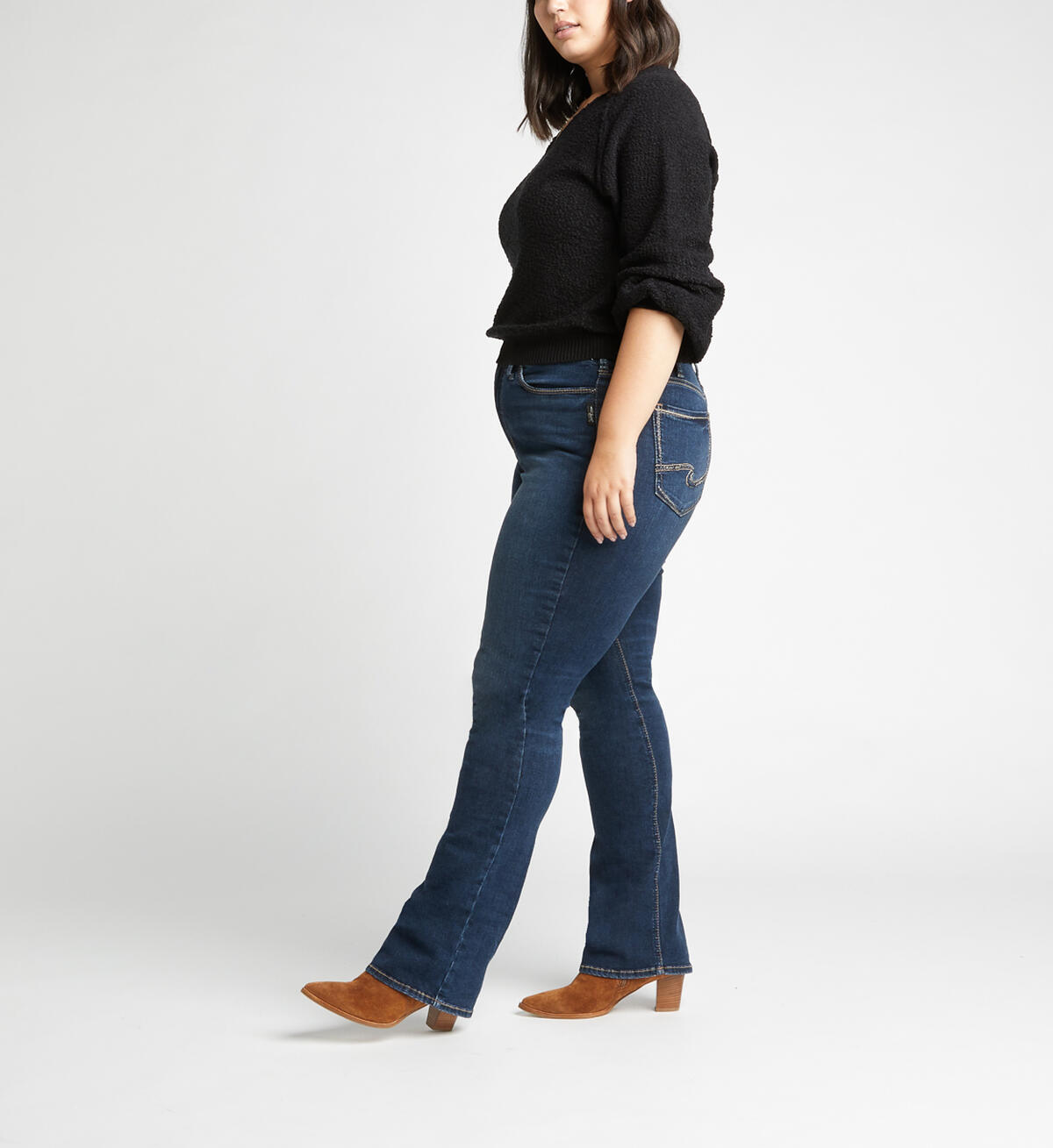 Calley High Rise Slim Bootcut Jeans Plus Size, Indigo, hi-res image number 2