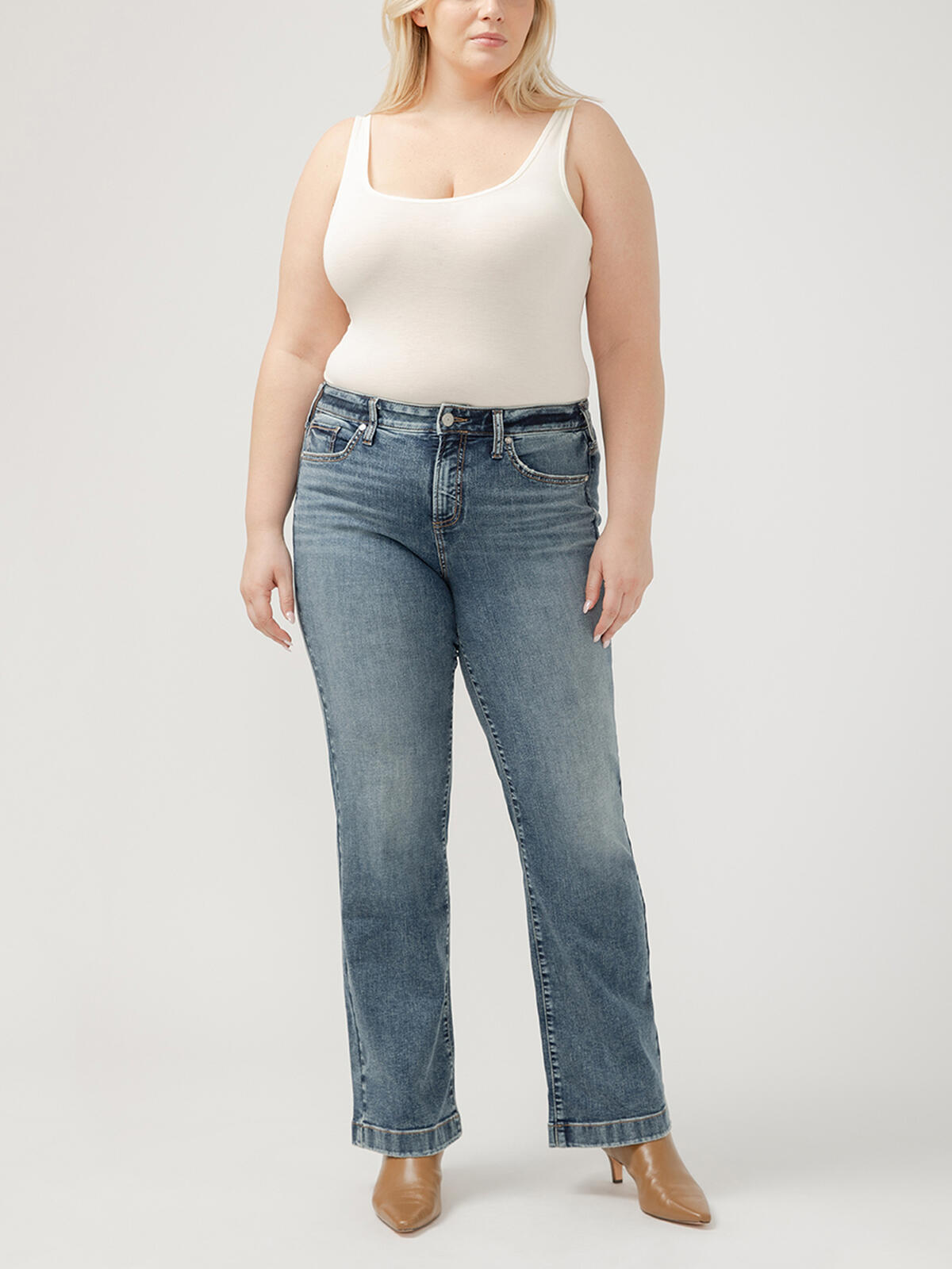 Suki Mid Rise Trouser Leg Jeans Plus Size, , hi-res image number 0