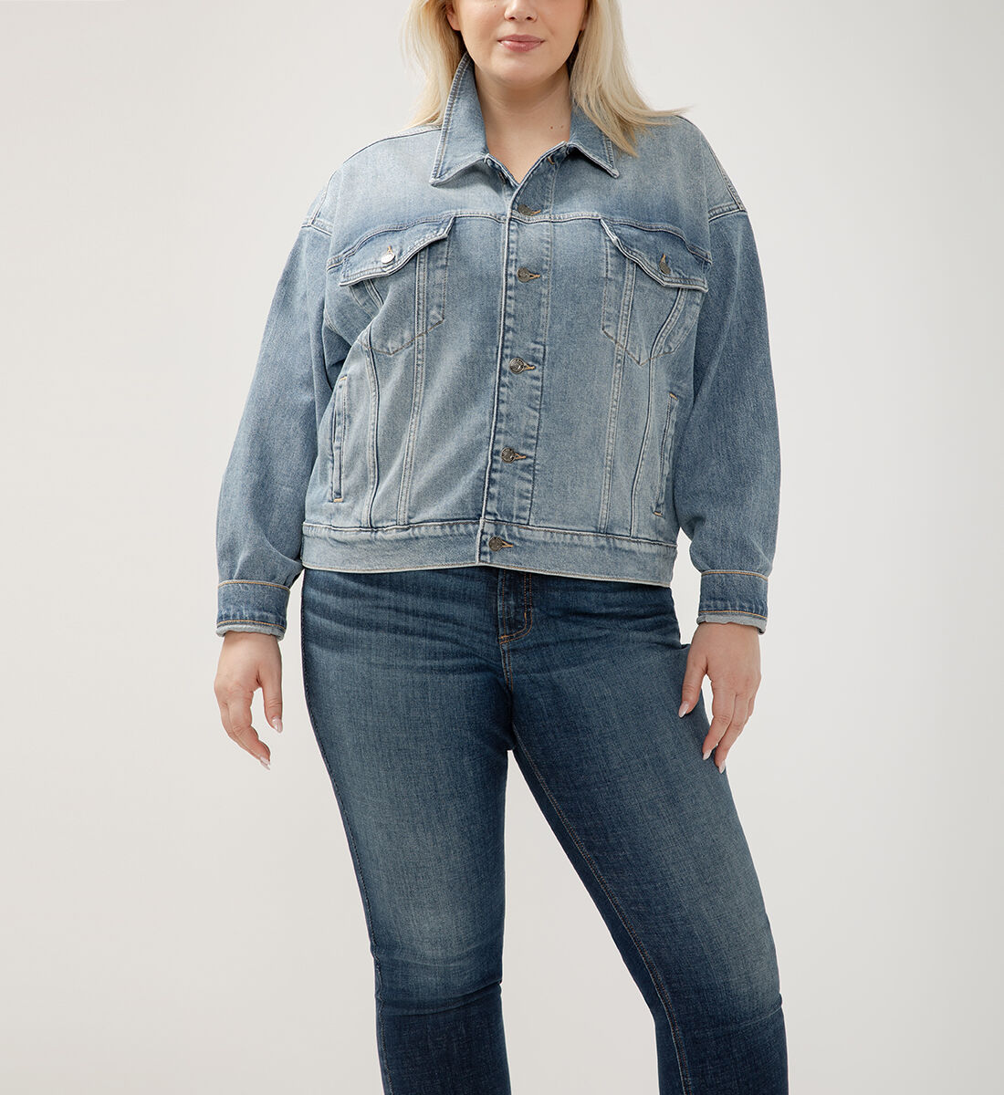 Plus size boyfriend denim jacket top
