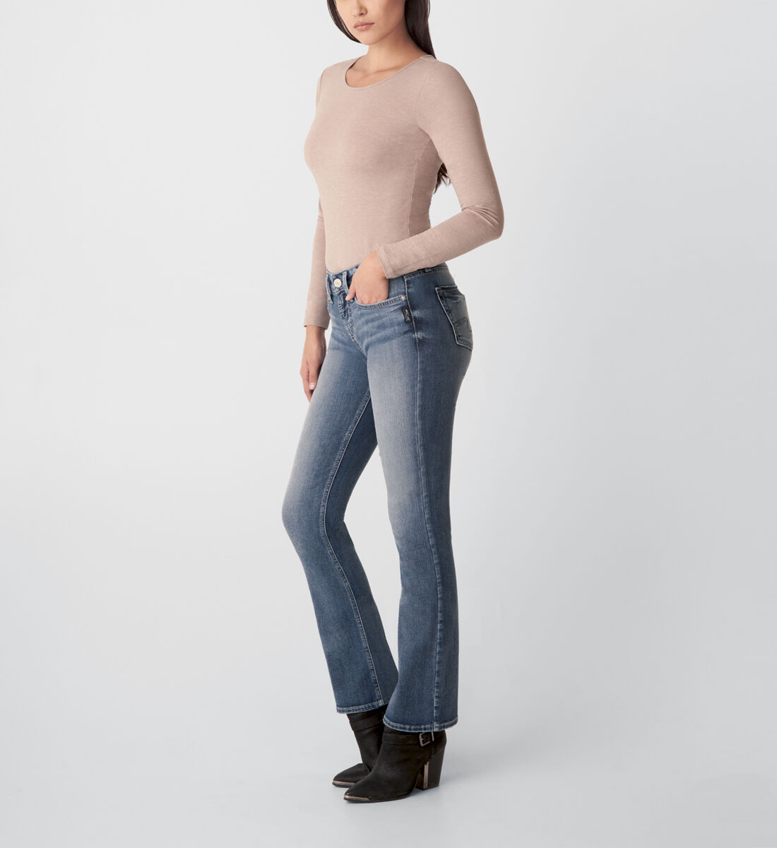 Suki Mid Rise Slim Bootcut Jeans Side