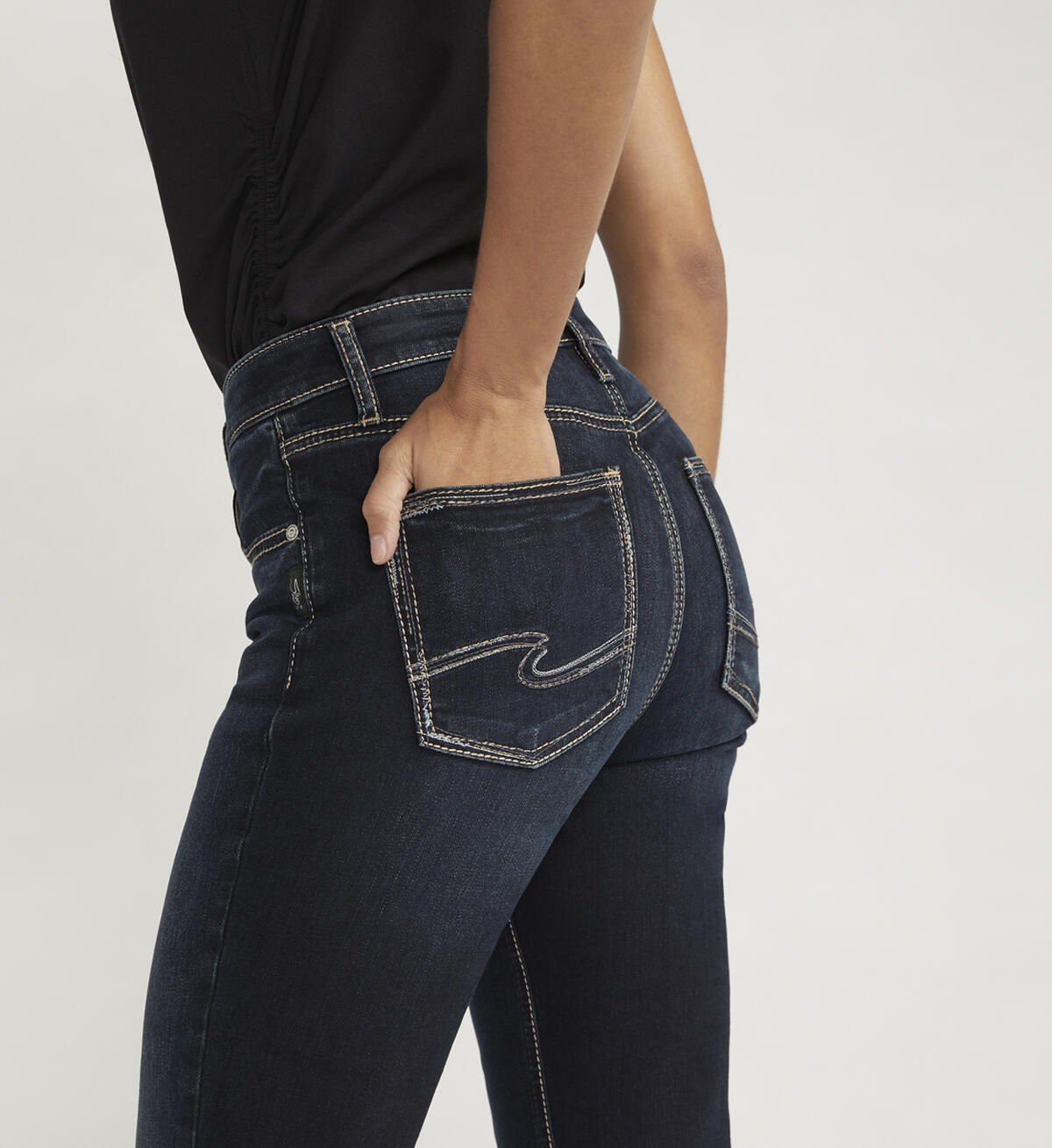 Avery High Rise Slim Bootcut Jeans, Indigo, hi-res image number 3