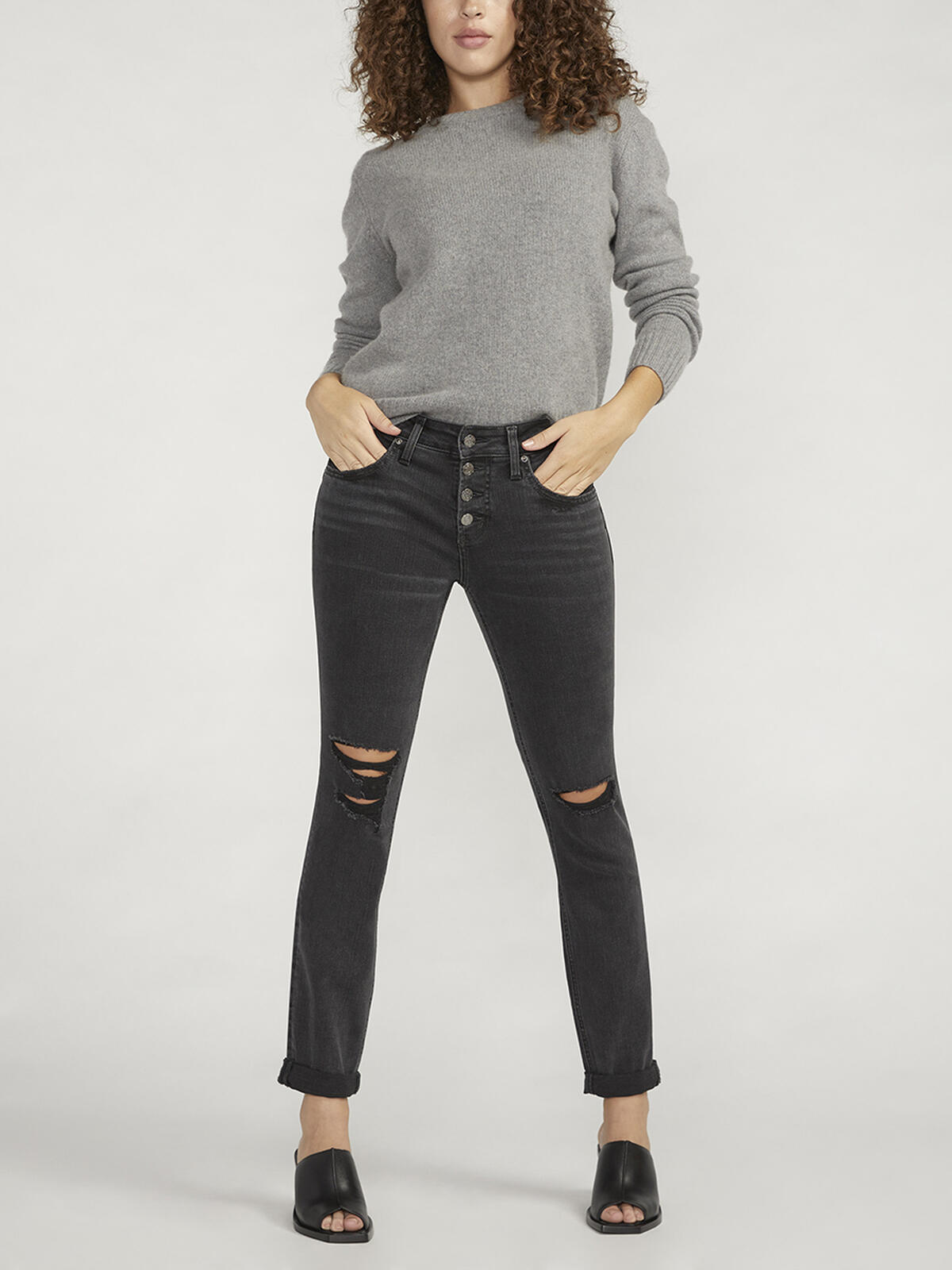 Boyfriend Mid Rise Slim Leg Jeans image number 0