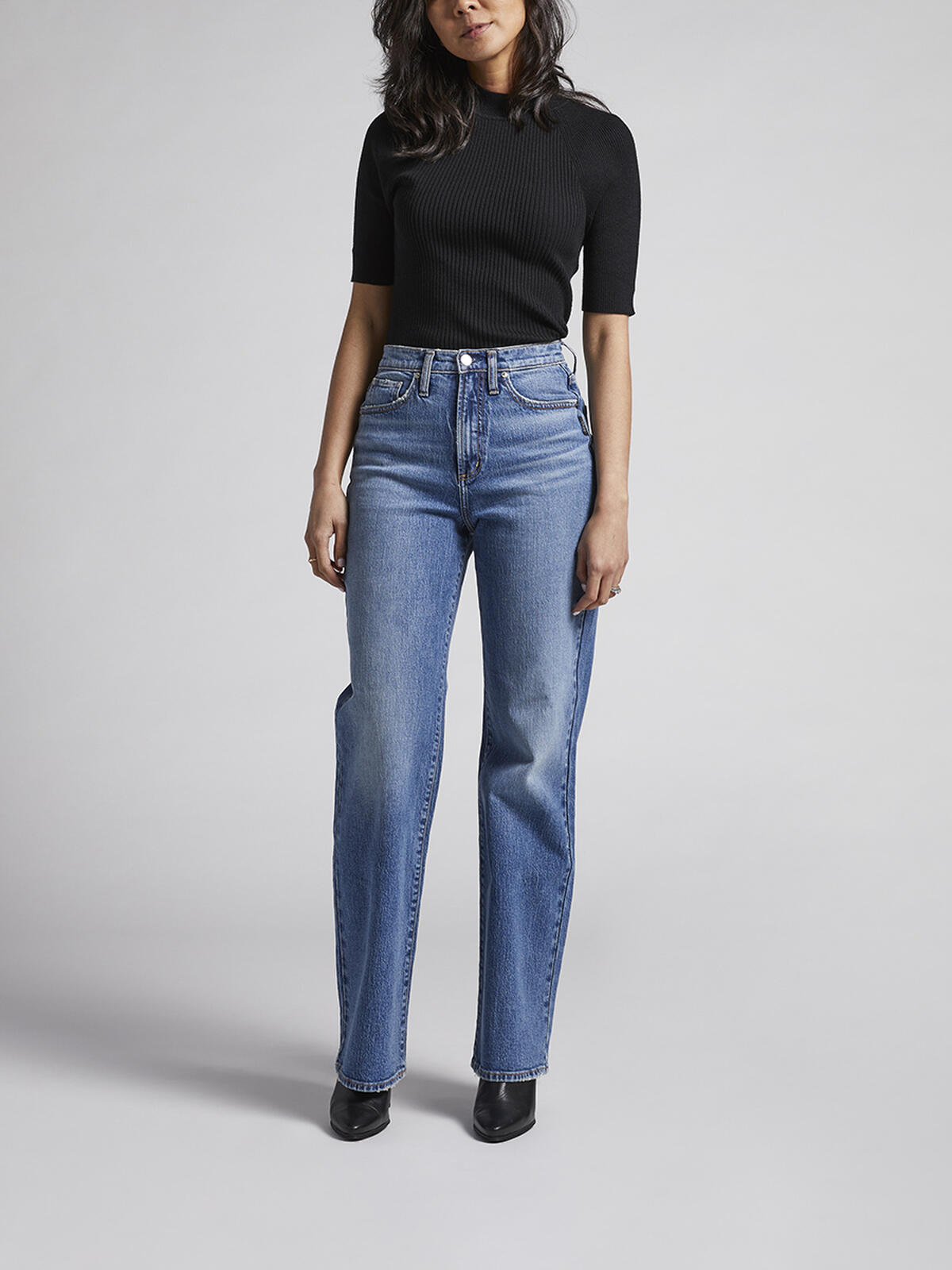 Highly Desirable High Rise Trouser Leg Jeans image number 0