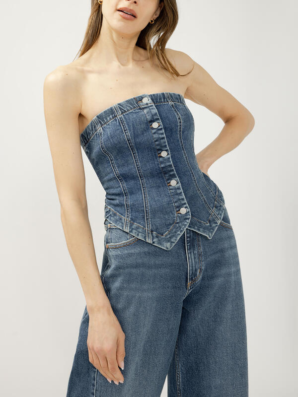 Denim Button Front Corset