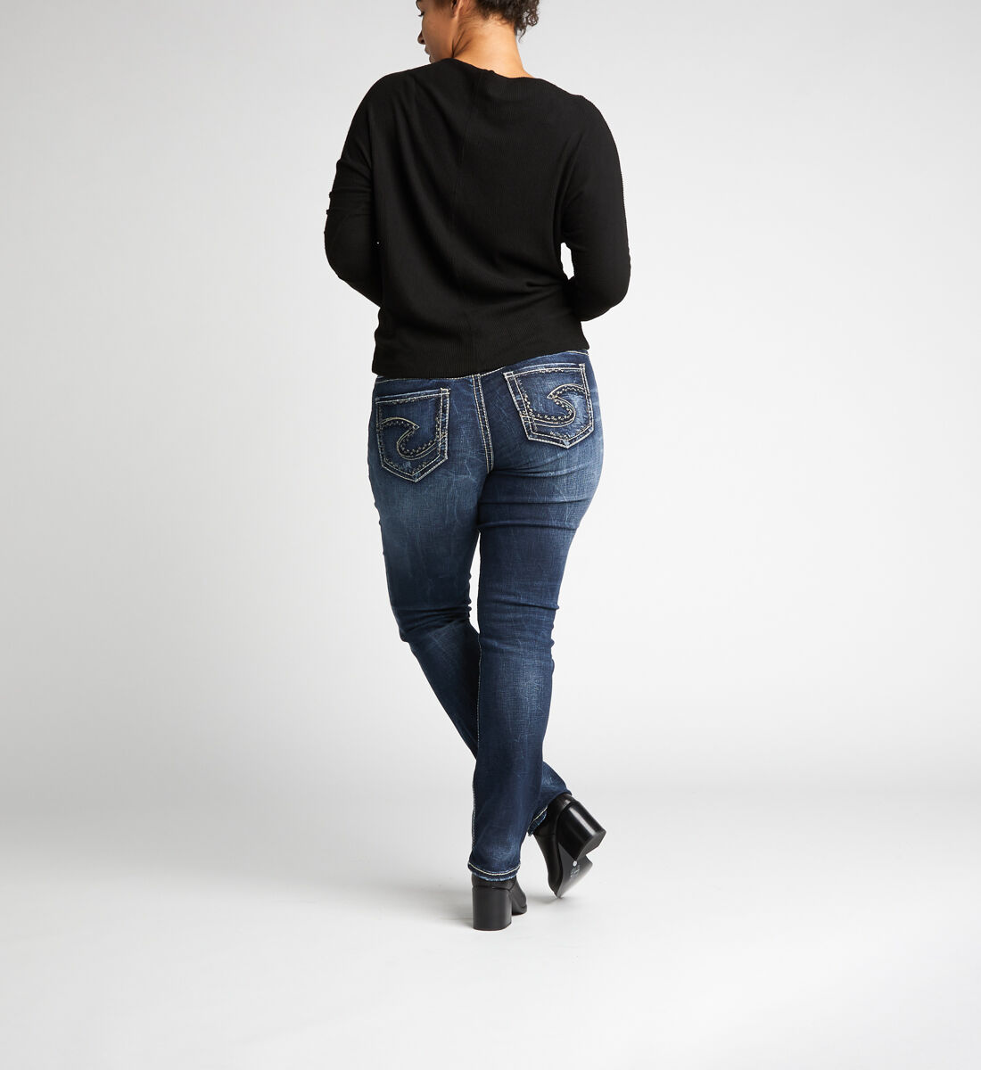 Suki Mid Rise Straight Leg Jeans Plus Size Back
