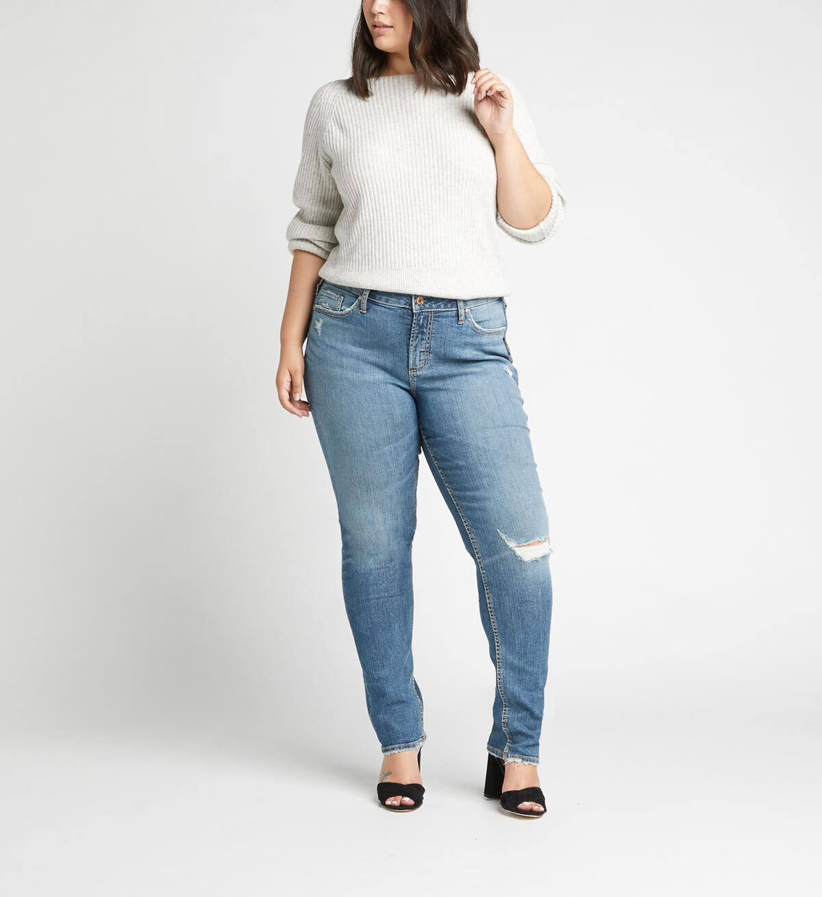 Avery High Rise Slim Leg Jeans Plus Size, Indigo, hi-res image number 3