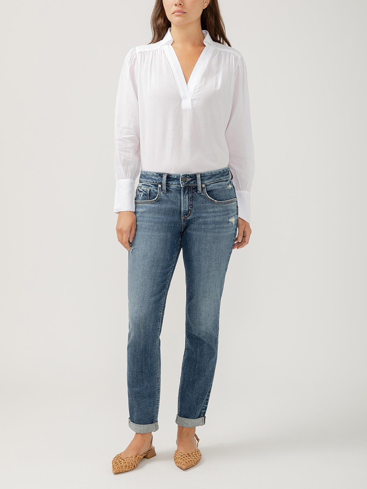 Boyfriend Mid Rise Slim Leg Jeans image number 0