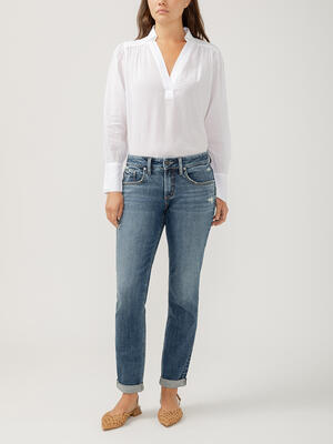 Boyfriend Mid Rise Slim Leg Jeans