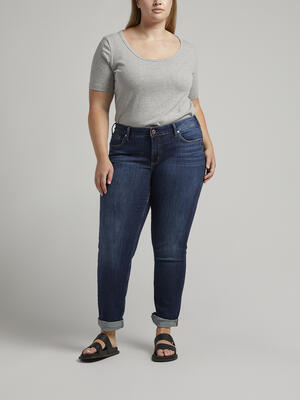 Boyfriend Mid Rise Slim Leg Jeans Plus Size