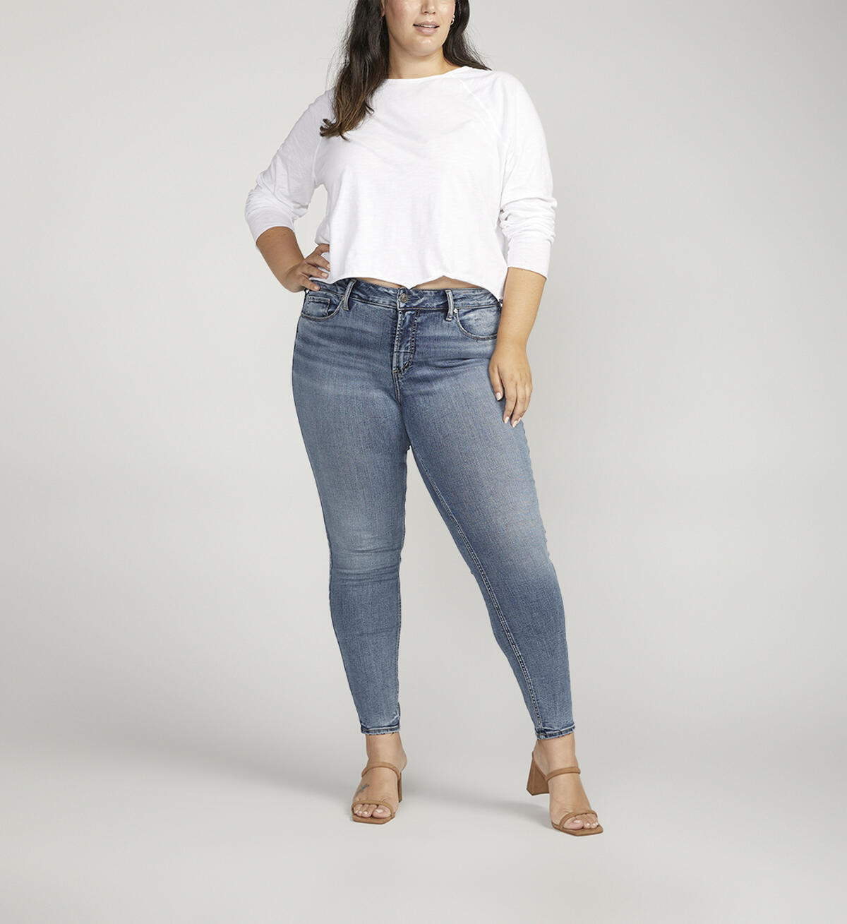 Suki Mid Rise Skinny Jeans Plus Size, Indigo, hi-res image number 0