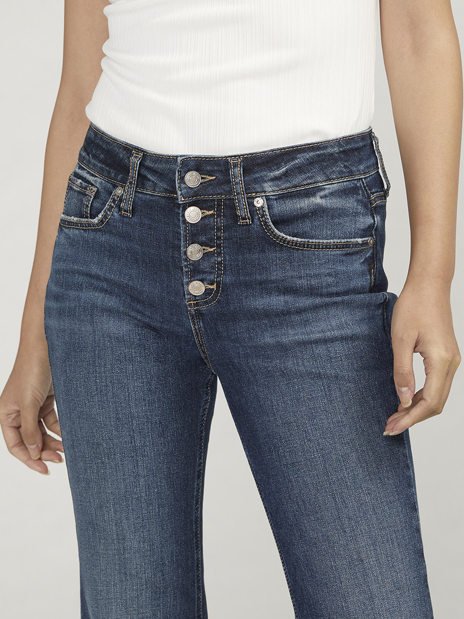 switch blade silver coating flare denim