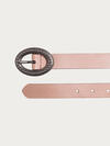 Women's Genuine Leather Belt with Textured Oval Buckle image number 2