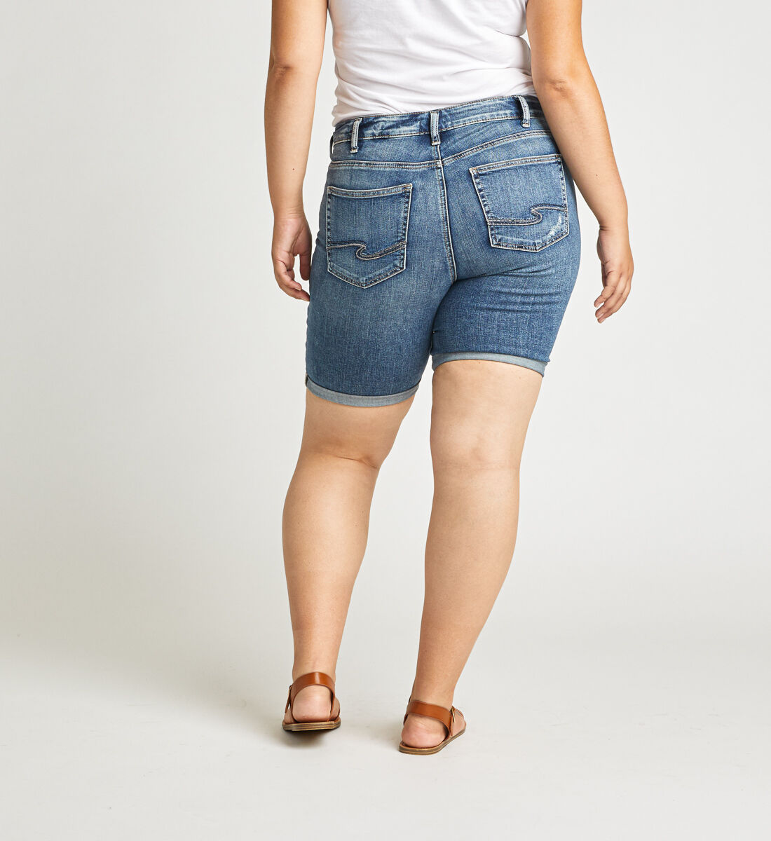 Buy Avery High Rise Bermuda Short Plus Size for USD 44.00 Silver