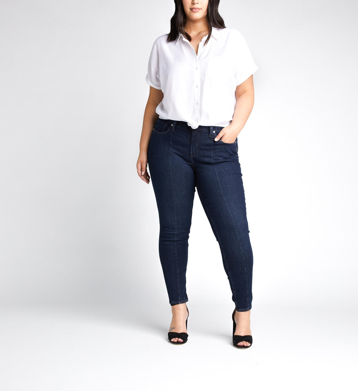 Avery High Rise Skinny Leg Jeans Plus Size, Indigo, hi-res image number 3