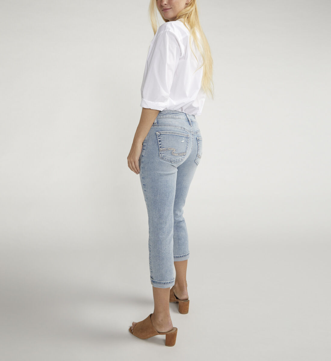 Silver boyfriend capris on sale