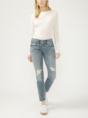Girlfriend Mid Rise Slim Leg Jeans
