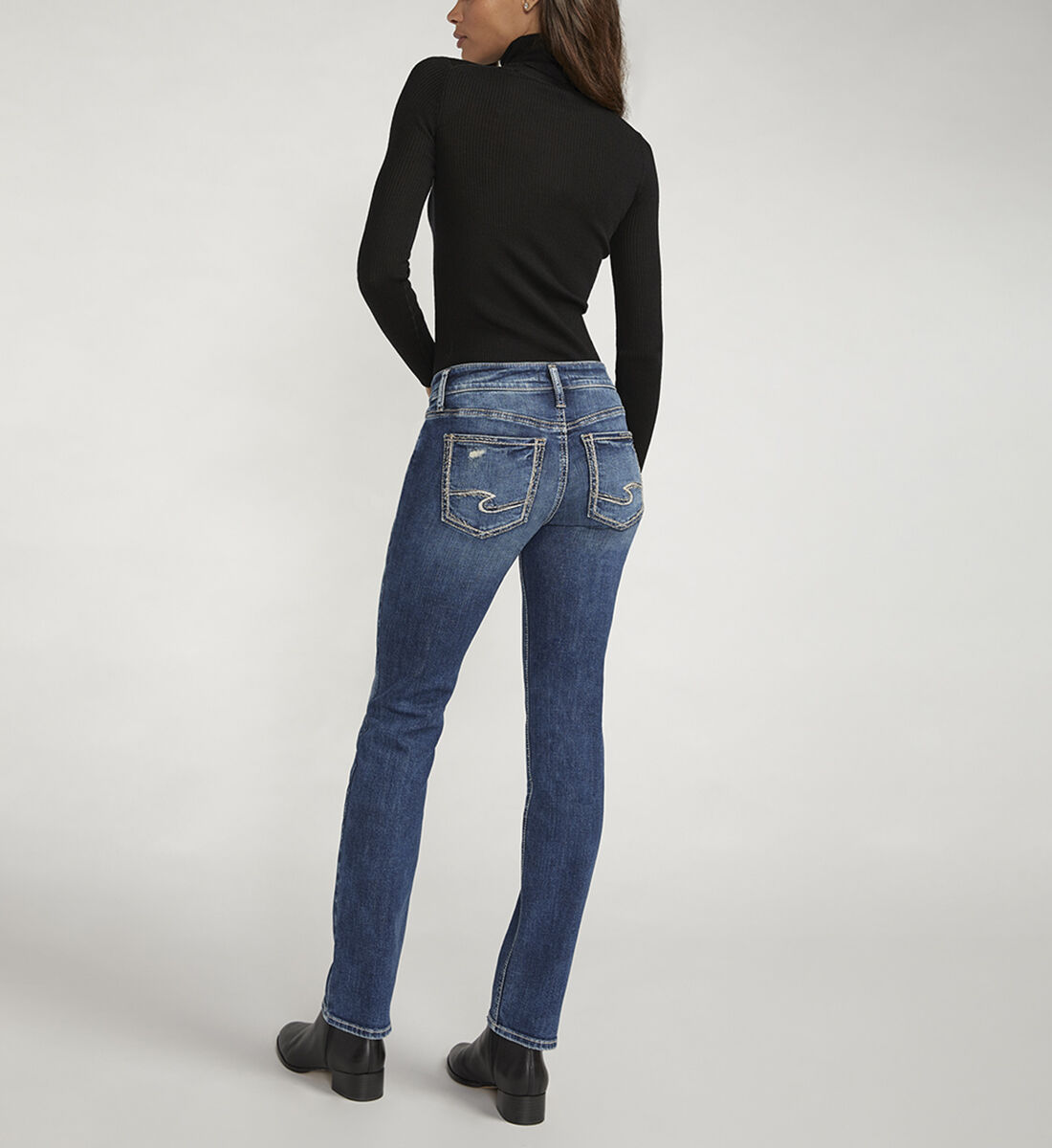 Ladies low rise top straight leg jeans