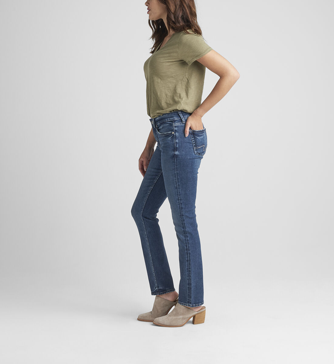 Suki Mid Rise Straight Leg Jeans Side