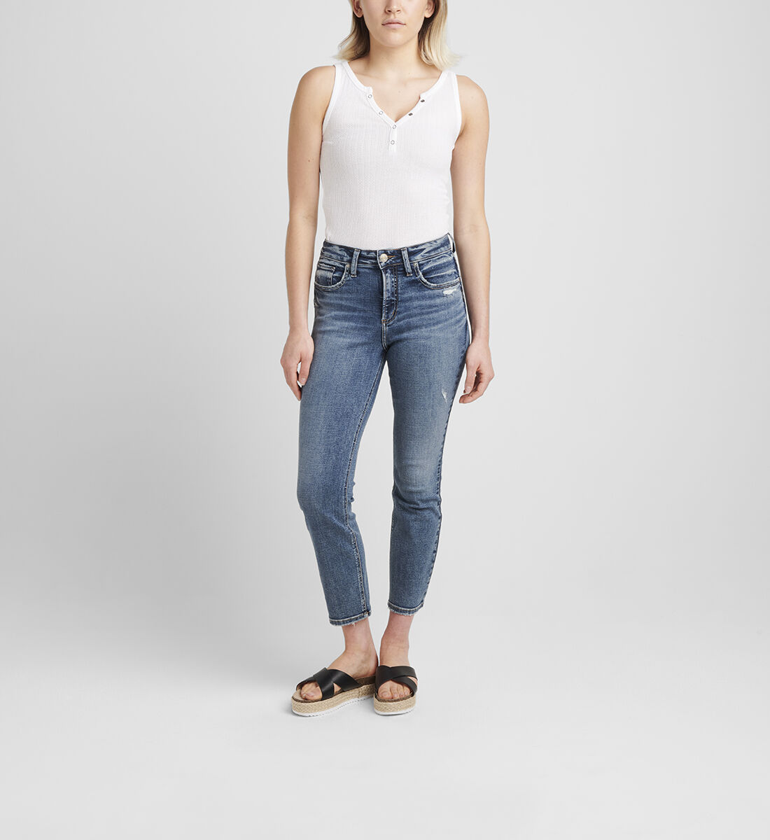 Avery High Rise Straight Crop Jeans Front