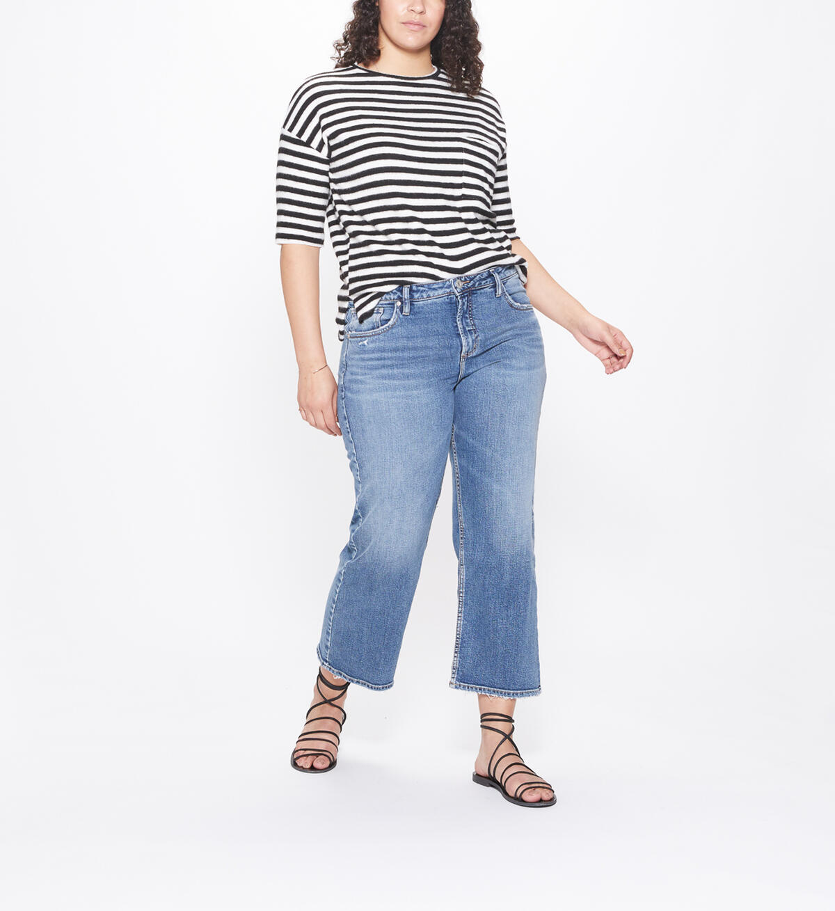 Wide Leg Crop High Rise Dark Wash, , hi-res image number 3