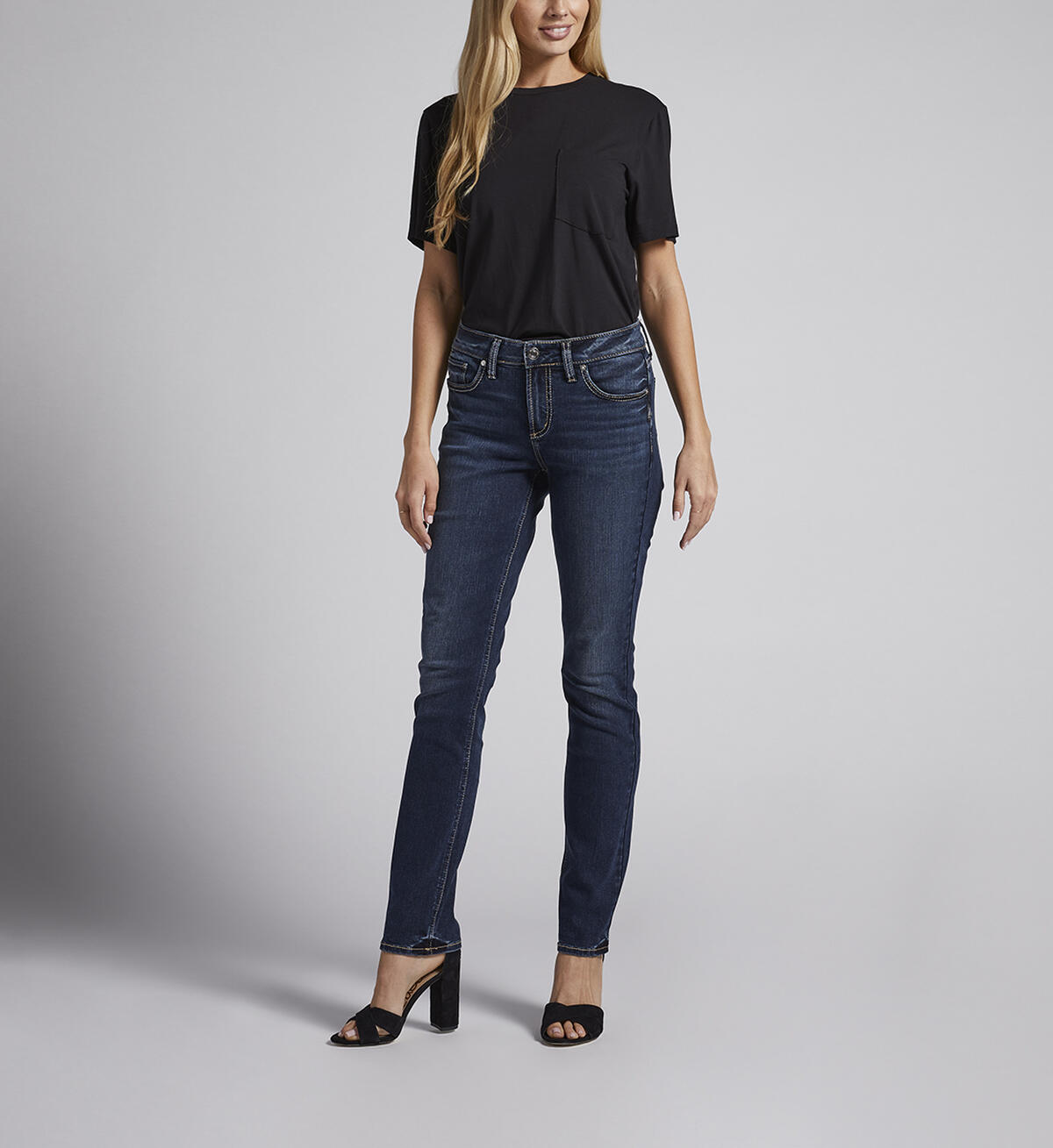 Elyse Mid Rise Straight Leg Jeans, Indigo, hi-res image number 0