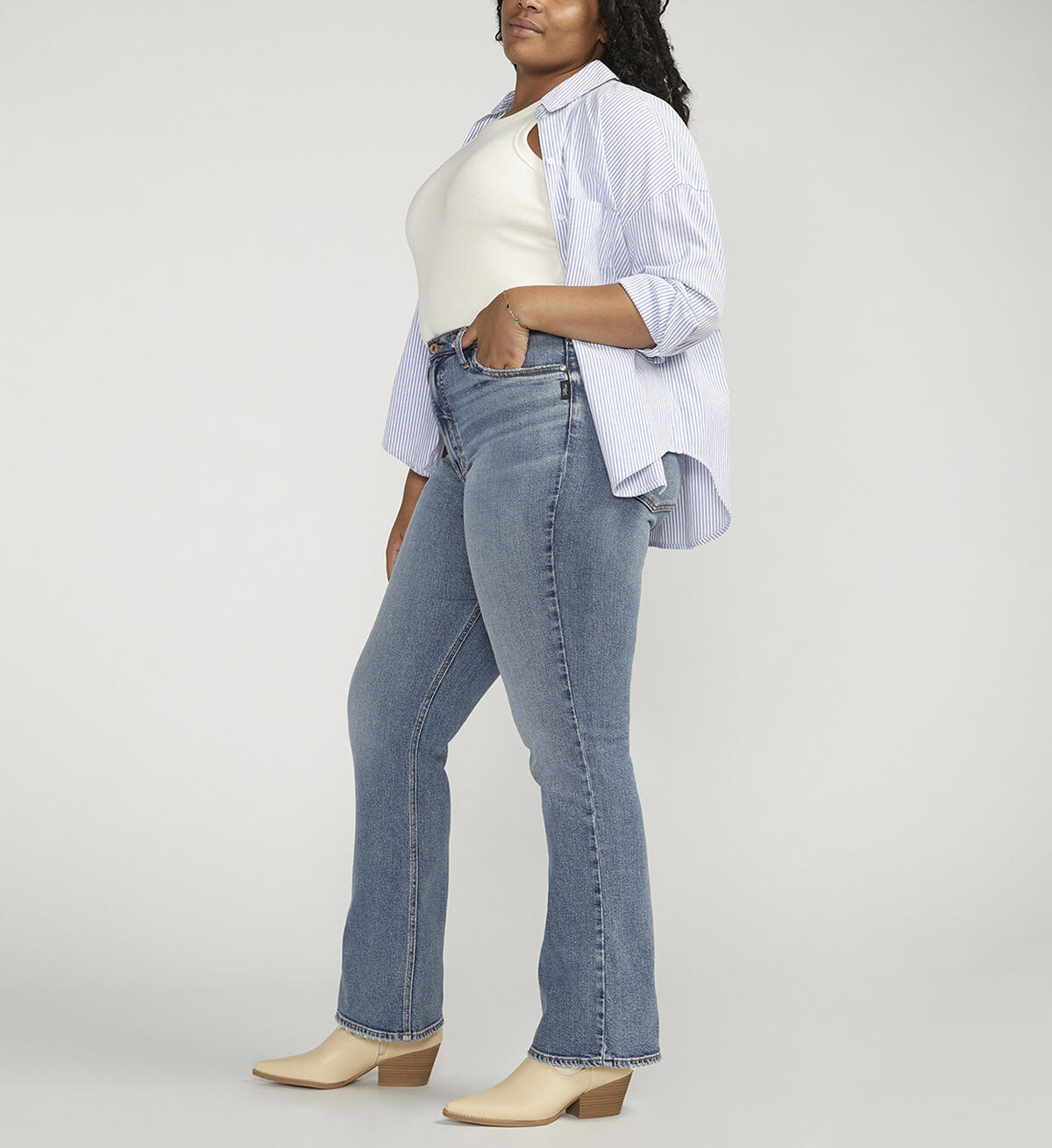 90s Vintage High Rise Bootcut Jeans Plus Size, , hi-res image number 2