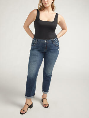 Boyfriend Mid Rise Slim Leg Jeans Plus Size